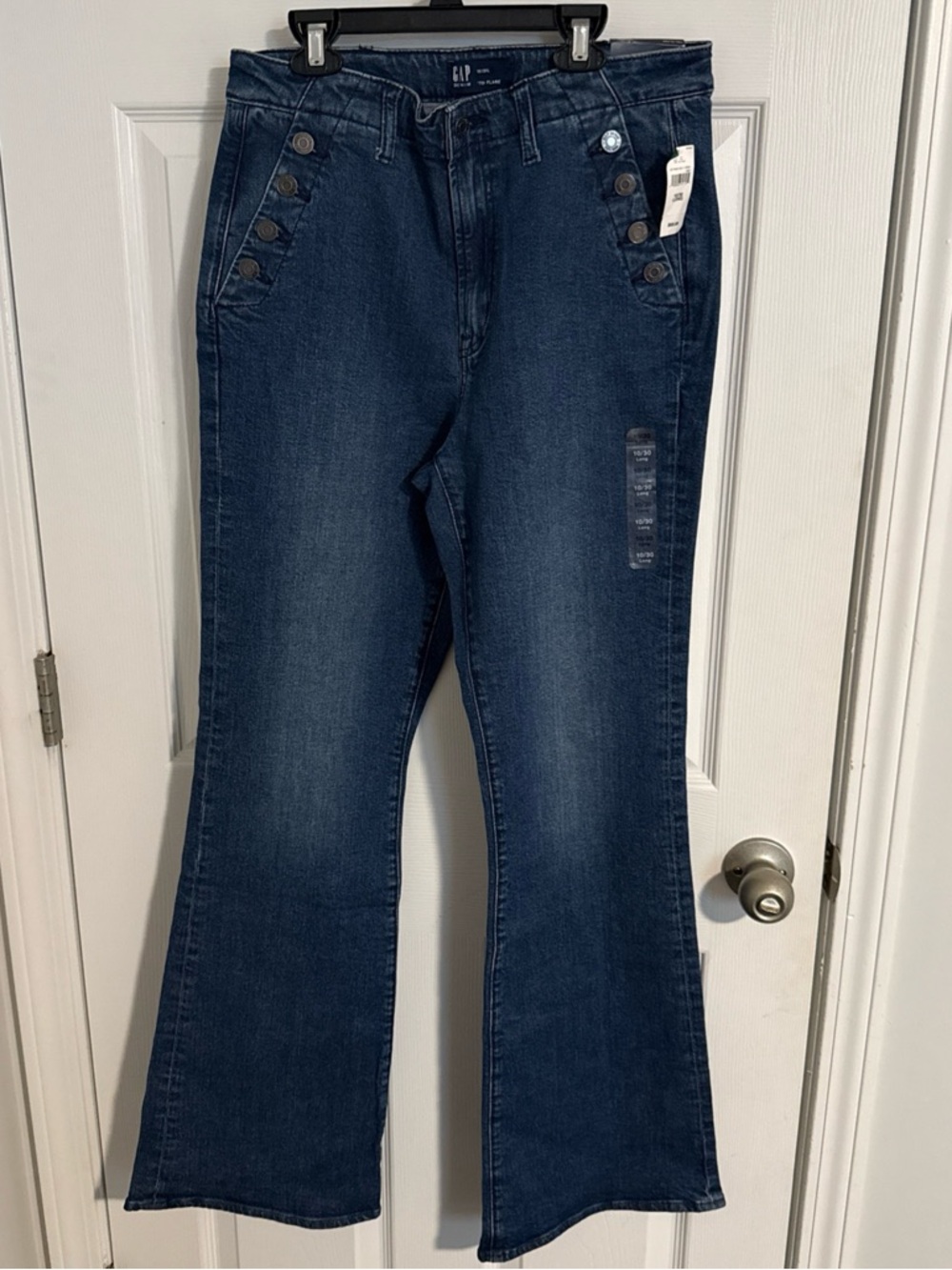 Gap Denim Jeans '70s Flare Womens 10/30Tall High Rise Stretch Button Pockets NWT